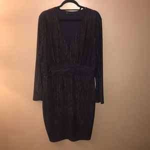 Navy and Gold Striped Plus Dress.